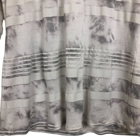 Calvin Klein Women's V Neck Tee XL Semi Sheer Striped Tie Dye Long Sleeves Gray - Picture 8 of 8